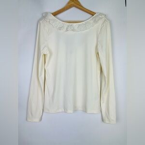 & Other Stories Ivory Long Sleeve Blouse With Eyelet Lace Collar